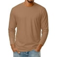 thumbnail image 2 of Domuza Mens Long Sleeve Tee Shirts Crew Neck Cotton Casual Basic Thermal Undershirt Soft Lightweight Stretch Regular Fit T Shirt Brown 2XL, 2 of 7