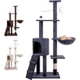 thumbnail image 1 of Árbol TrepadorY Rascador para Gatos Torre De Actividades De Varios Niveles Castillo con Escaleras, Hamaca Cubiertas De Felpa Seguro Y Duradero De 136X43X33CM (Gris), 1 of 7