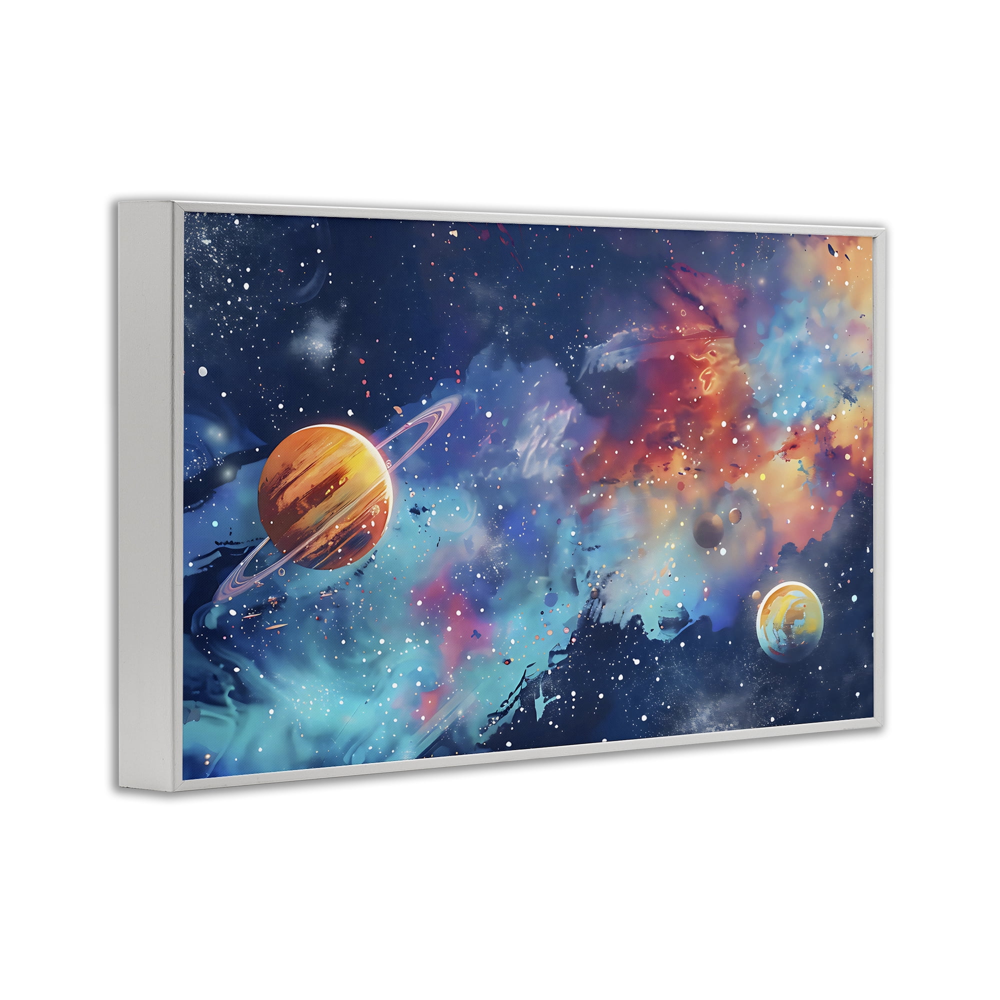 Stupell Industries Nebula Dreams Scattered Planets White Framed Giclee Art, design by Creative Studio