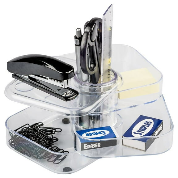 JAM Desk Organizer Supply Set, 4 x 4 x 3.5, Swivel, Clear, Sold Individually