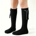 thumbnail image 4 of Jalioing Toddler Girls Knee High Socks Cute Ribbed Knit Bowknot Long Stockings Dress Socks for Girls 2-8 Years, 4 of 5