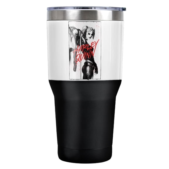 Harley Quinn Inked Quinn Stainless Steel Tumbler 30 oz Coffee Travel Cup, Vacuum Insulated & Double Wall with Leakproof Sliding Lid
