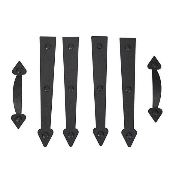 Magnetic Garage Door Accents Decorative Carriage 4 Hinges 2 Handles Hardware Set,Black