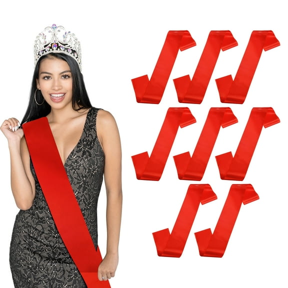 Uxcell 8-Pack Blank Satin Sash, 3.8"/95mm Party Accessory Sashes for Wedding/Birthday/Party Decorations/DIY /Graduation [Red]