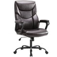 thumbnail image 2 of JOINSUN Home Office Chair, High Back Ergonomic Chair for Office with PU Leather, Fixed Armrests and Wheels, Brown, 2 of 6