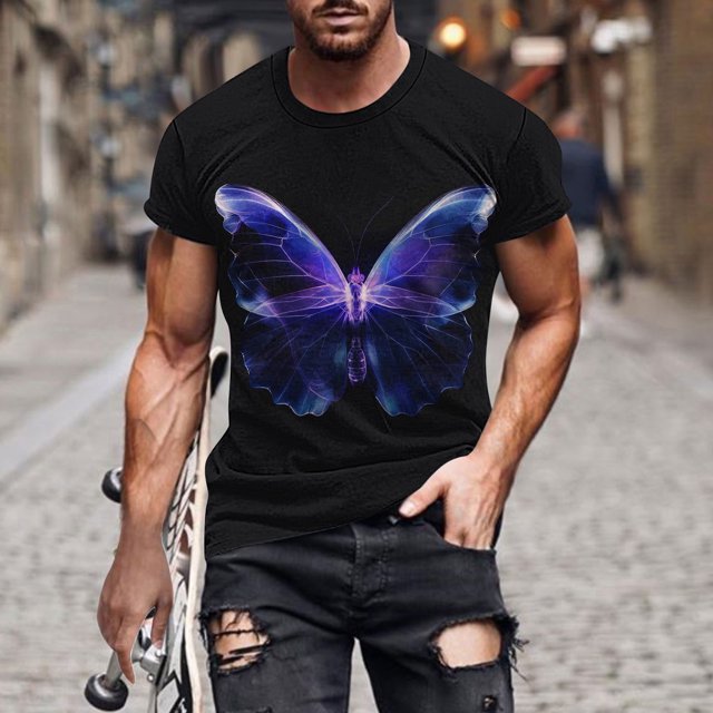 Mefallenssiah Hauts pour Hommes, T-Shirt à Manches Courtes Imprimé Col Rond Mode Décontractée