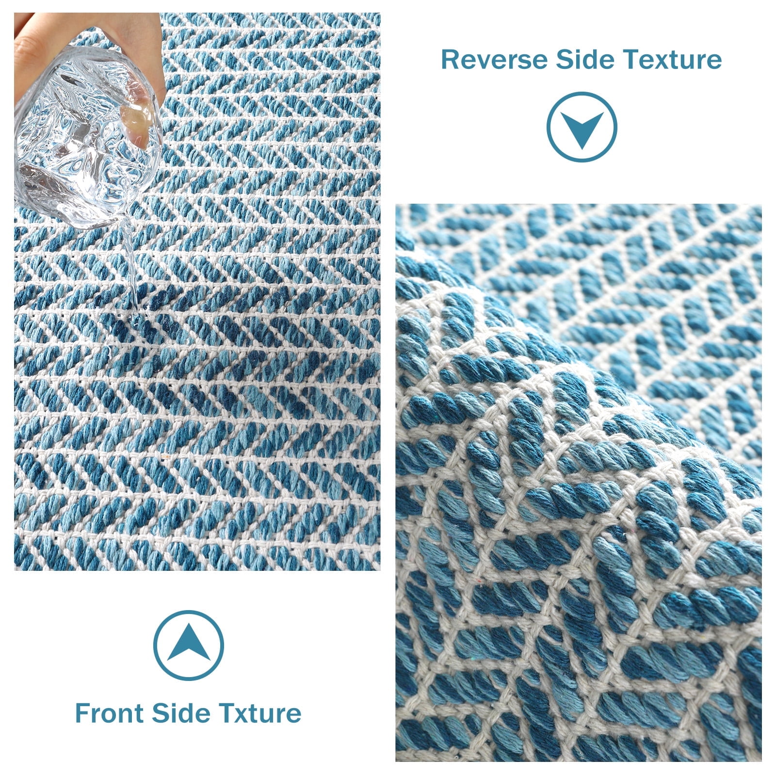 Moynesa 3'x5' Area Rug for Living Room Washable Bedroom Rugs Boho Lightweight Bath Door Mats Woven Entry Rug with Tassels Indoor Non Slip Carpet for Dining Bedroom Camper RV Gifts, Blue