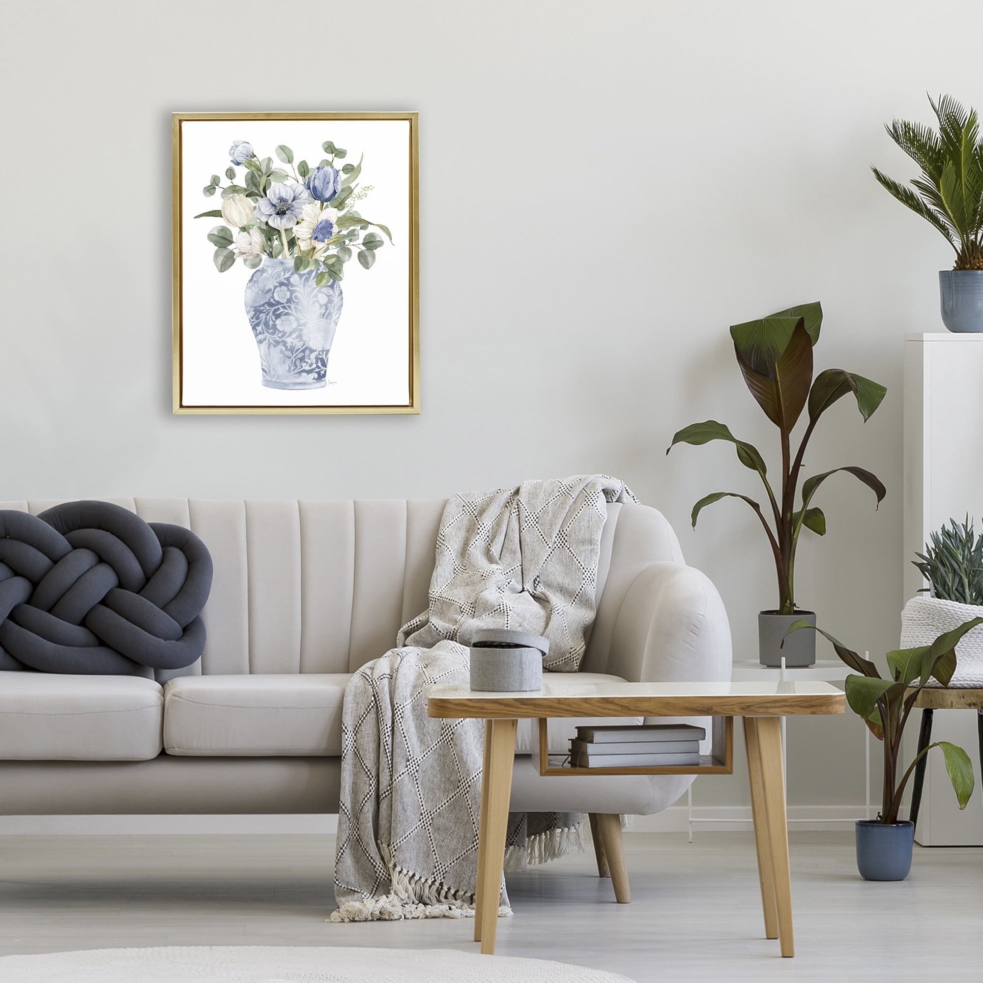 Stupell Industries Ornate Vase Tulips Gold Framed Floater Canvas Wall Art, design by Livi Finn