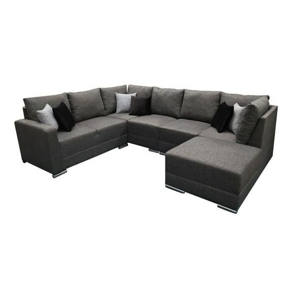 Sala Esquinera Modular El Bazar Store Artemis Gris Oxford 230x300 cm Derecha o Izquierda Tela Lino Nacional