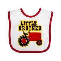 Inktastic Red Tractor Little Brother Boys Baby Bib