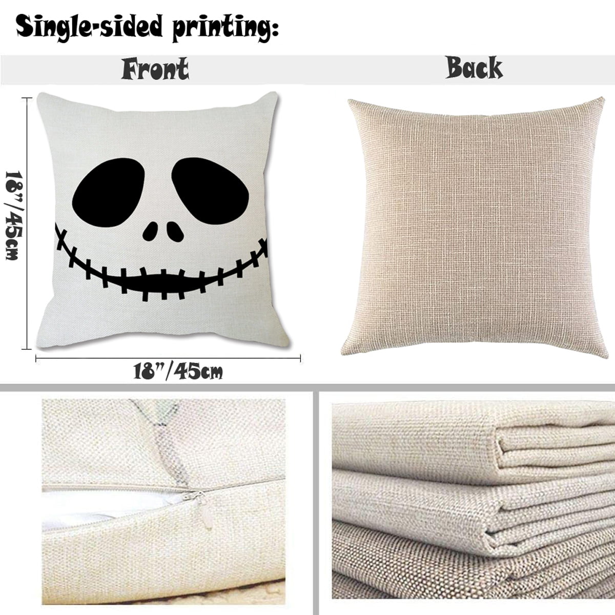 18" en lin hollween Citrouille Pillow Case Sofa Cushion Covers Home Decor 