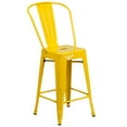 thumbnail image 1 of 24'' High Yellow Metal Indoor-Outdoor Counter Height Stool with Back, 1 of 9