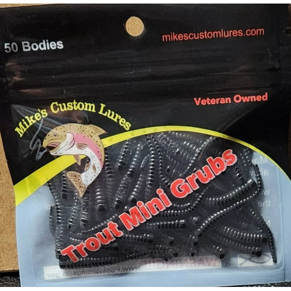 New Trout, Steelhead, Salmon Mini Grub Solid Tail Bodies Black