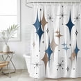 thumbnail image 6 of Blue Brown Diamond Shower Curtain, Waterproof Shower Curtains for Bathroom, Modern Geometric Middle Century Washable Fabric Bathtub Curtain Set Bath Decor with 12 Hooks Stall 36"x72", 6 of 6