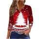 thumbnail image 2 of Puntoco Blusa informal de cuello redondo con mangas 3/4 cortas y estampado a la moda para mujer, 2 of 5
