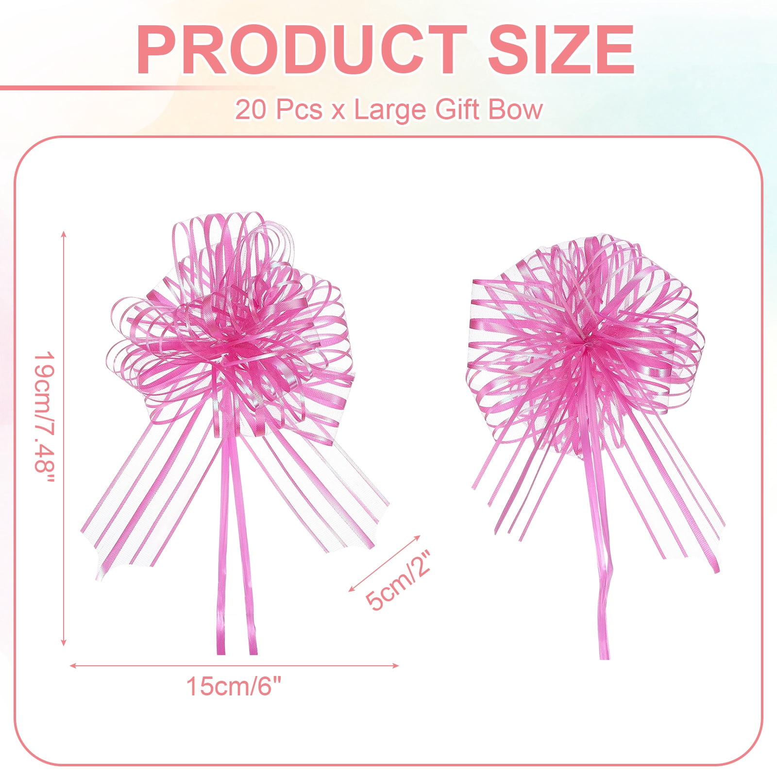 Large Gift Bow 7.5x5.9 Inch, 20 Pack  Pull Bows for Gift Wrapping Present Wedding Valentine's Day, Dark Pink