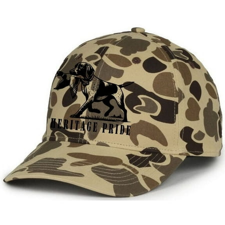 Heritage Pride Duck Hunting Dog Outdoors Hunting Mens Embroidered Mesh Back Trucker Hat Duck Camo Vintage Waterfowl