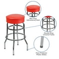 thumbnail image 5 of Flash Furniture Bruno Double Ring Chrome Barstool with Red Seat, 5 of 12