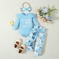 thumbnail image 2 of HCNTES Baby Girl Fall Winter Clothes Cute Outfit Long Sleeve Ruffle Knit Romper Bodysuit Set(3-6 Months,S100-Sky Blue), 2 of 8