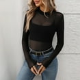 thumbnail image 5 of JIUWEN Women's Basic Long Sleeves Mesh Sheer Tops-Black-L,Sheer Tops for Women,Mesh Long Sleeve Tops for Women, 5 of 6