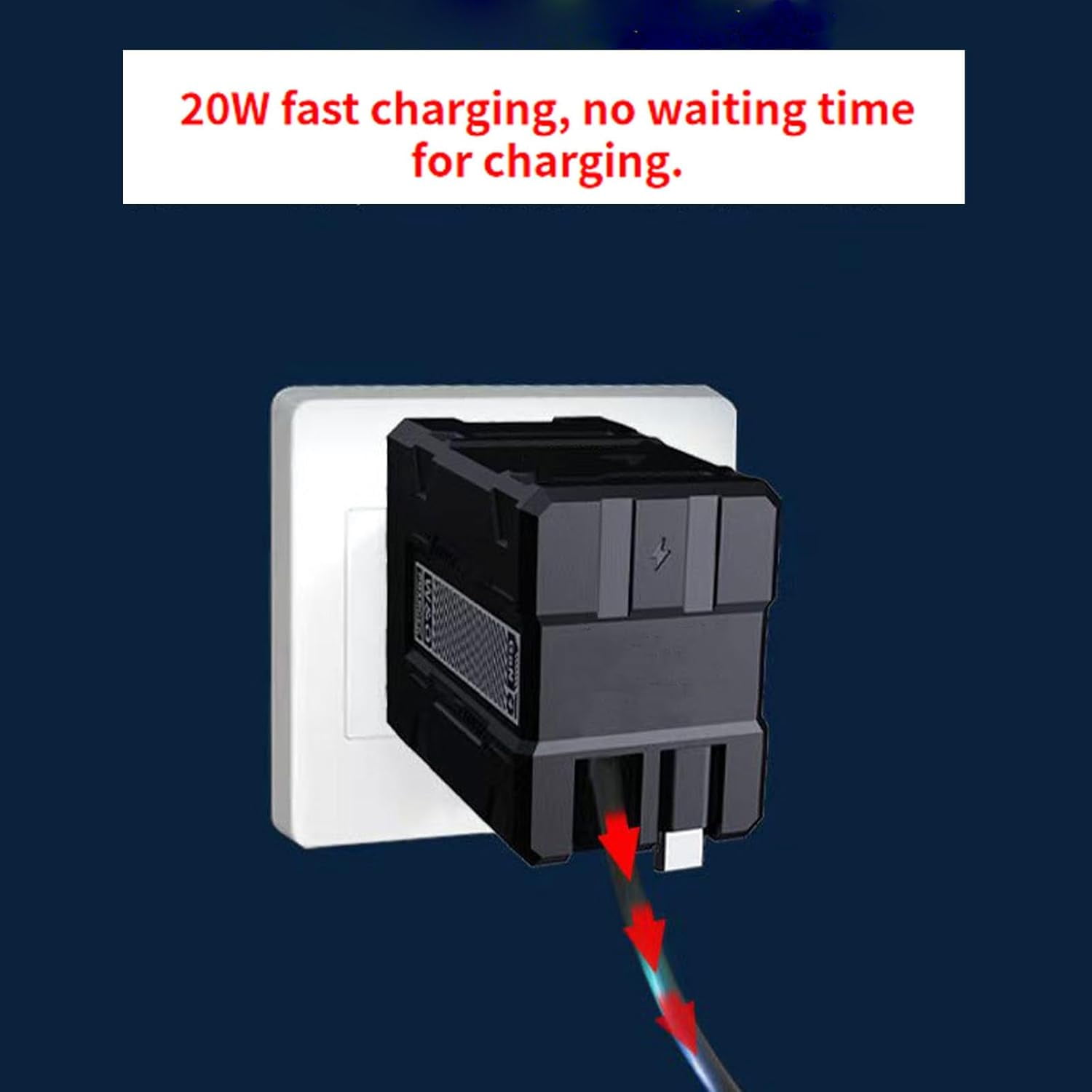 Charger with Retractable Cables,Smart 2-in-1 Foldable Wall Charger,Features Dual 31-inch Retractable Cables,20W PD Fast Charging & Efficient Temperature Management