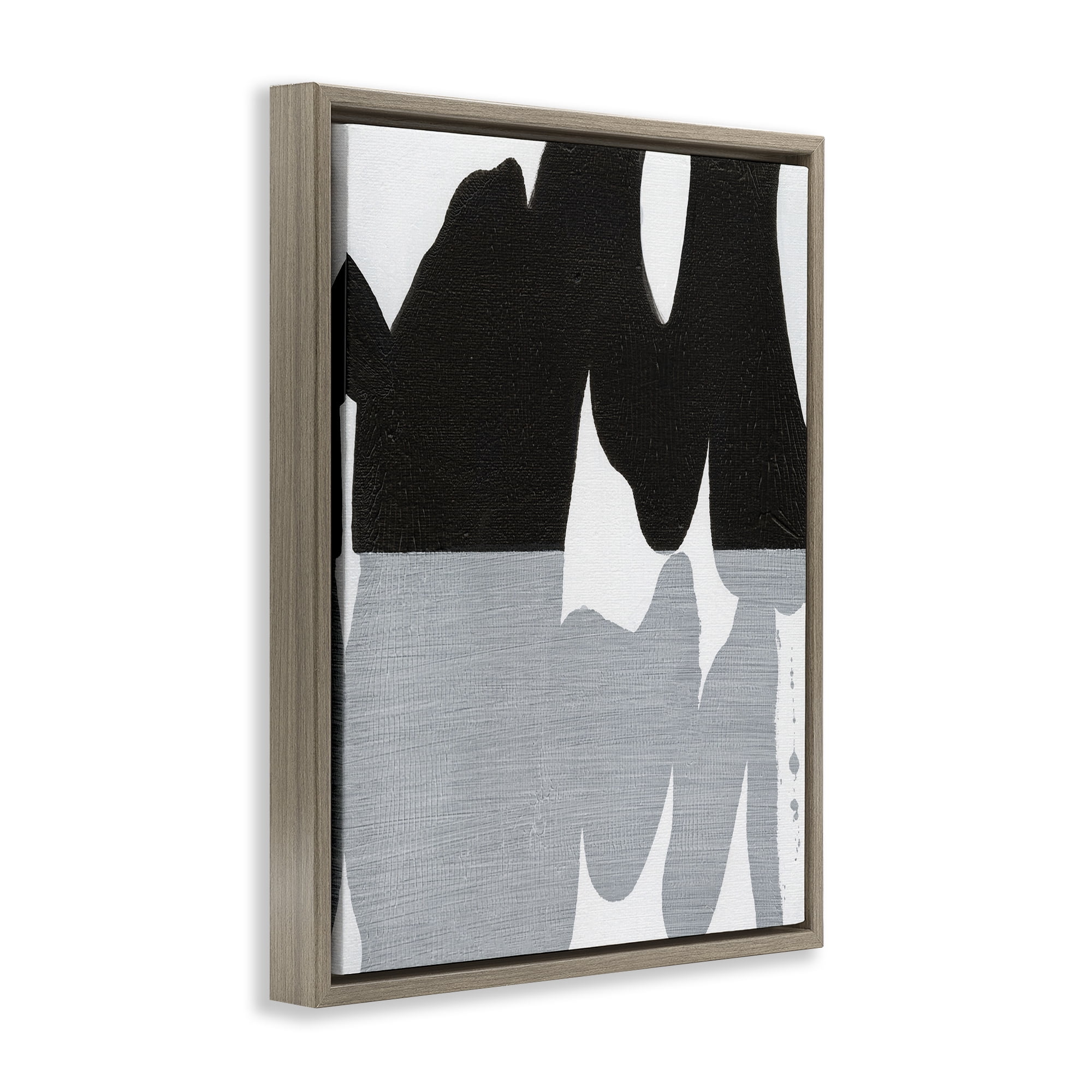Stupell Industries Black Organic Form Abstract Painting Brown Floater Framed Canvas Art Print Wall Art, 17 x 21