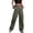 Army Green women wide leg cargo pants a1, variant on Cagogo Women's Wide Leg High Waisted Trousers with Pockets Cargo Streetwear Casual Loose Long Pants Trousers for Party, White M