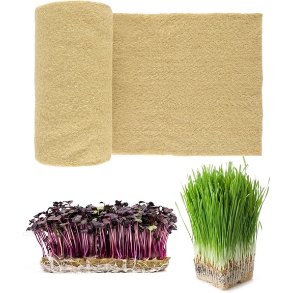 XISELI 1 Roll 10" x 118" Microgreens Growing Trays Jute Mat Kits, Hydroponic Planting Mat & Seed Germination Pad for Wheatgrass, Bean Sprouts, Hydroponic Seed Growing | Works with Growing Trays