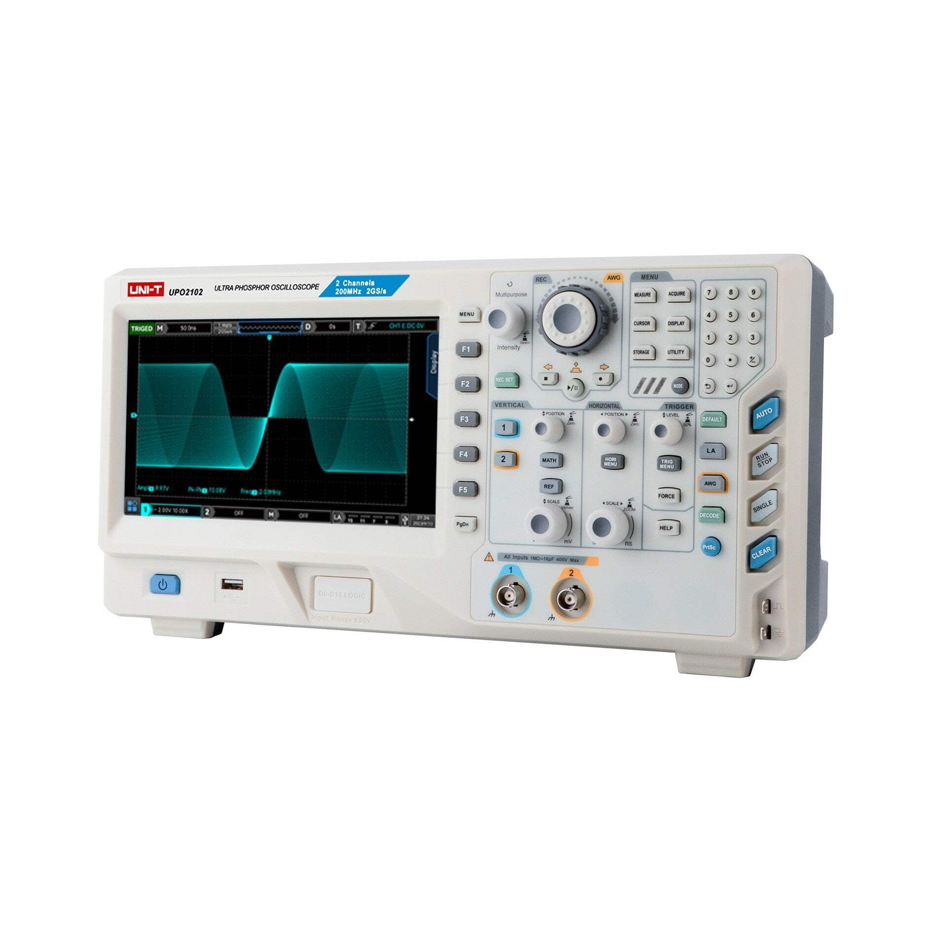 UNI-T UPO2102 100MHz 2Ch MSO w/o Logic Pod Ultra Phosphor Digital Oscilloscope