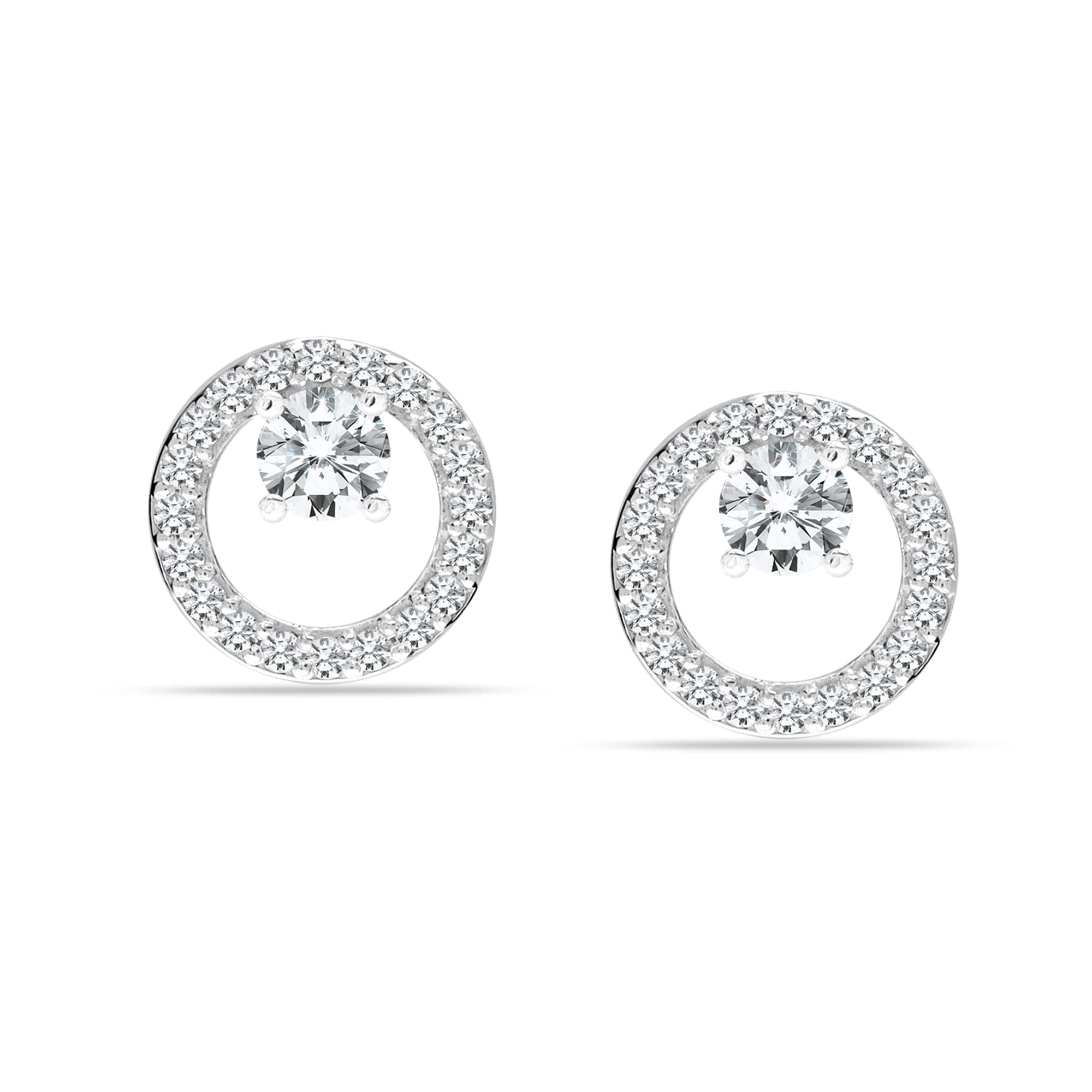 LeCalla 925 Sterling Silver Jewelry Light-Weight Cubic-Zirconia SMALL Circle Pierced Stud Earrings Women and Teen 10MM
