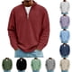 thumbnail image 1 of RKSTN Long Sleeve Shirts for Men Oversized Quarter Zip Ribbed Mock Neck T Shirt Pullover Top Mens Casual Solid Half Zip Stand Collar Versatile Regular Fits Comfortable Tee Shirt Fall Spring Clothes, 1 of 3