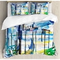 thumbnail image 3 of Abstract Duvet Cover Set Twin Size, Geometric Trippy Diamond Shape Bands in Different Shade Illustration, Decorative 2 Piece Bedding Set with 1 Pillow Sham, Army Fern and Lime Green, by Ambesonne, 3 of 3