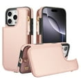 thumbnail image 2 of for iPhone 16 Crossbody Wallet Phone Case with Card Holder&Zipper, Back Flip Folio PU Leather Kickstand Card Slots Case for Women Girls, Double Magnetic Clasp Shockproof Cover,Rosegold, 2 of 8