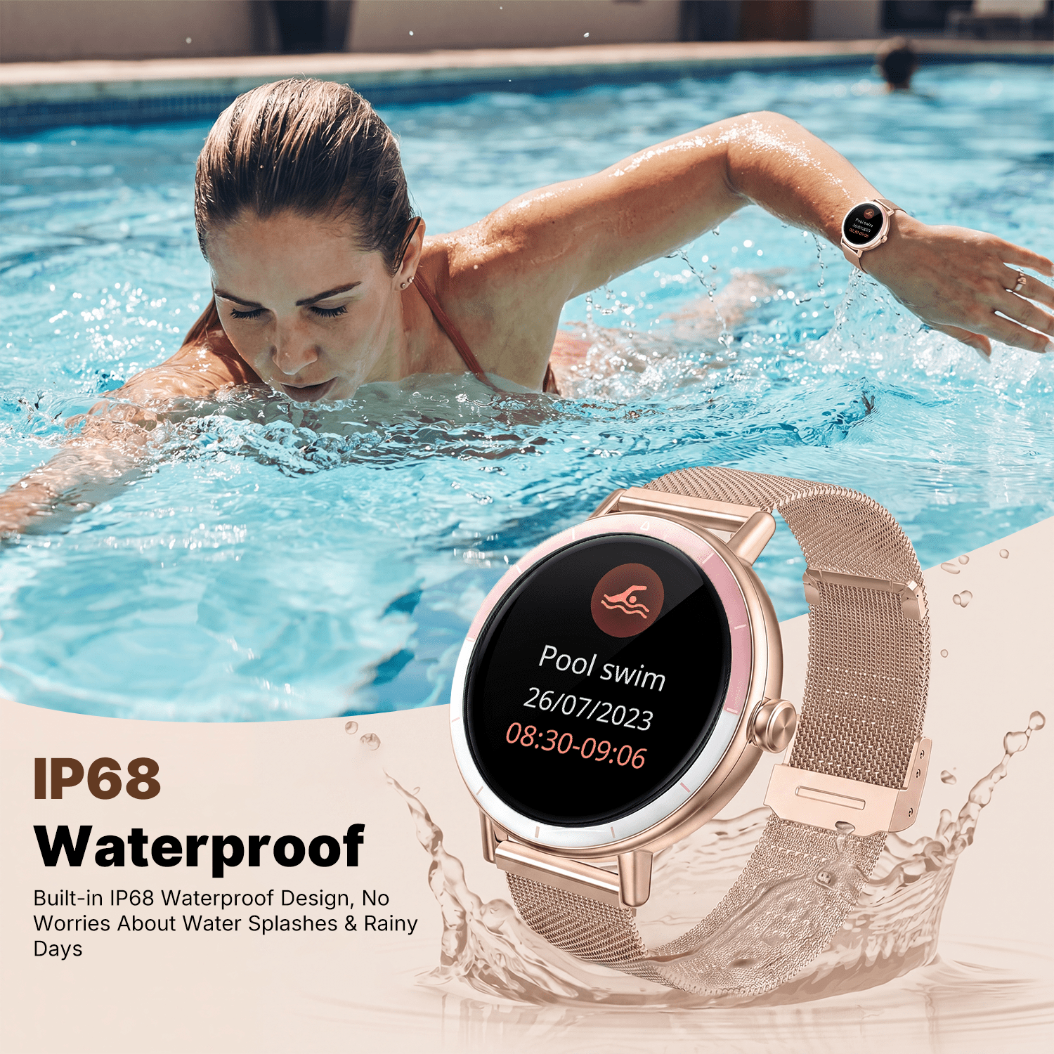 Smart Watch for Women Android/iPhone Devices, IP68 Waterproof Fitness Tracker with Bluetooth Answer/Make Calls, Activity Pedometer/100+ Sports Modes, Perfect Gift