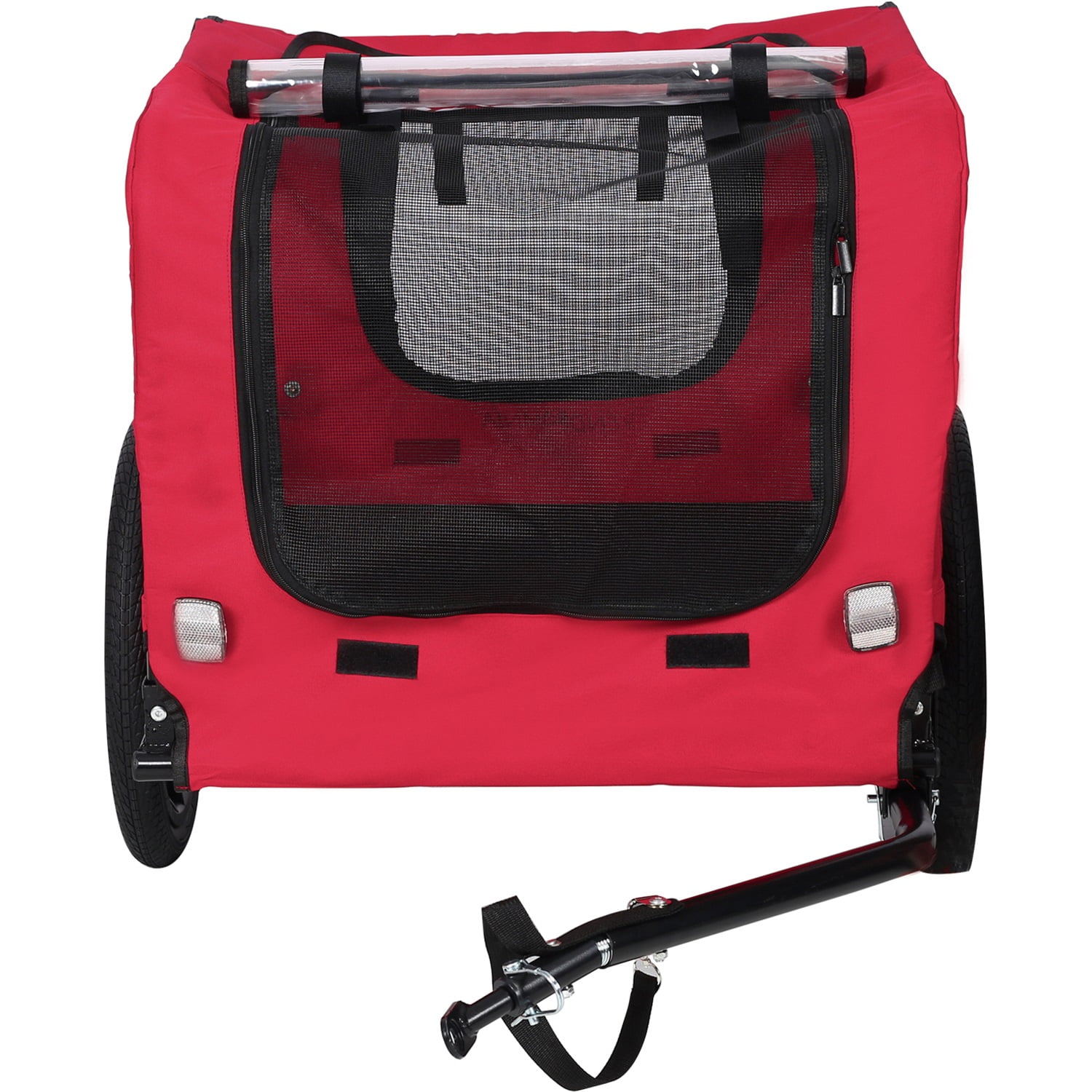 Pefilos 16" Dog Bike Trailer, Pet Stroller Bicycle Carrier w/Hitch, Suspension, Visibility Flag, air wheel Pet Bike Trailer for Dogs 66lb Weight Capacity, Red Pefilos 16" Dog Bike Trailer, Pet Stroller Bicycle Carrier w/Hitch, Suspension, Visibility Flag, air wheel Pet Bike Trailer for Dogs 66lb Weight Capacity, Red
