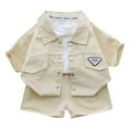 thumbnail image 4 of Kids Clothes Boys Toddler Baby Children's Spring Summer Cotton Button Printed Short Sleeved Training 0 6 12 18 24 Months 2T 3T Shirt Tops and Shorts Set Tees 2PCS, 4 of 4