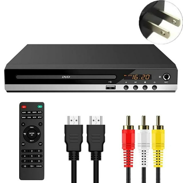 HD Home DVD Player 1080P High Resolution Multimedia Player AV Cable & USB Output with Remote Control
