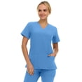 thumbnail image 4 of Saint Scrubs Women’s Premium 9-Pocket Scrub Set – Modern Fit Soft V-Neck Top & Tapered Straight-Leg Medical Scrub Pants, Ceil, Extra Large, 4 of 4