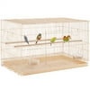 Yaheetech 30.5 inch Rectangle Breeding Flight Parakeet Bird Cage with Slide-Out Tray, Almond