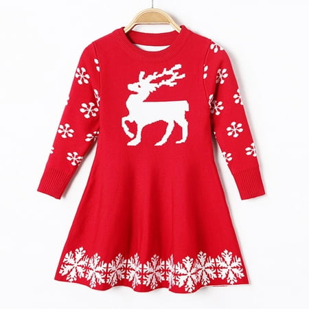 

Simplmasygenix Christmas Women Vintage Dresses Casual Long Sleeve Swing Dress Classic Party Dress Clearance Children s Clothing Girls Dress Children Sweater Fawn Dress