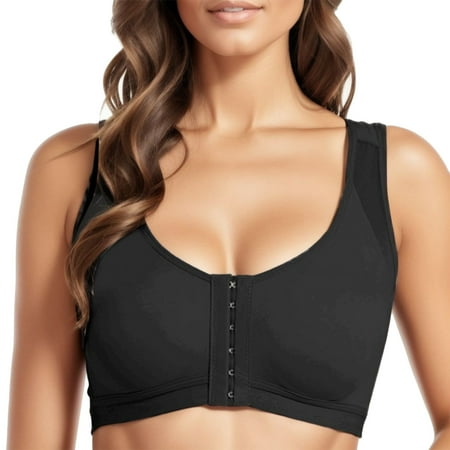 Full Coverage Bra Bras Women s Comfortable Non-steel ring gathering large size thin comfortable front buckle breathable Wireless Bra Daily Deals Black 5XL