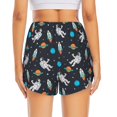 thumbnail image 2 of Lsque Space Printed Women's Running Shorts with Liner Pockets,Elastic Quick Dry Workout Athletic Gym Yoga Shorts,Womens High Waist Shorts-Small, 2 of 9