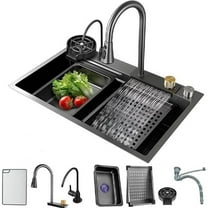29.5" Stainless Steel Kitchen Sink Drop in Single Bowl with Pull Down Faucet Set