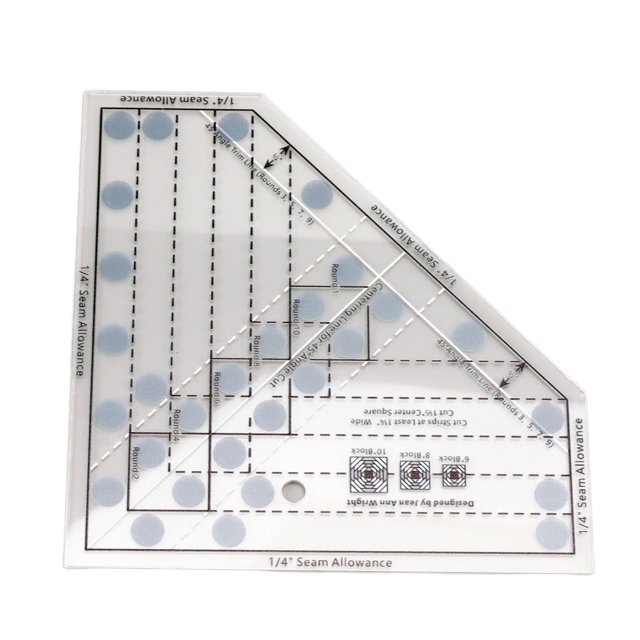 Mini Quilting Ruler, Repeatable Cutting Acrylic Clear Scale Trim Tool Quilting Ruler Lightweight for 6 8 10 Inch Finished Blocks