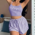 thumbnail image 4 of B91xZ Ensemble de Pyjama pour Femmes Classique à Enfiler Long en Satin Soyeux, Violet G, 4 of 5