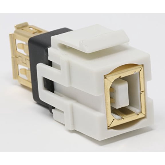 RiteAV USB-B-A Keystone Jack Coupler 2.0 White Female/Female