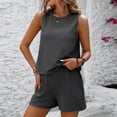 thumbnail image 5 of ZZwxWA Women's 2 Piece Summer Cozy Knit Set Ribbed Sleeveless Tank Top Soft Matching Shorts Beach Vacation Outfits Womens Workout Athletic Suits 50% Off Clear, 5 of 7