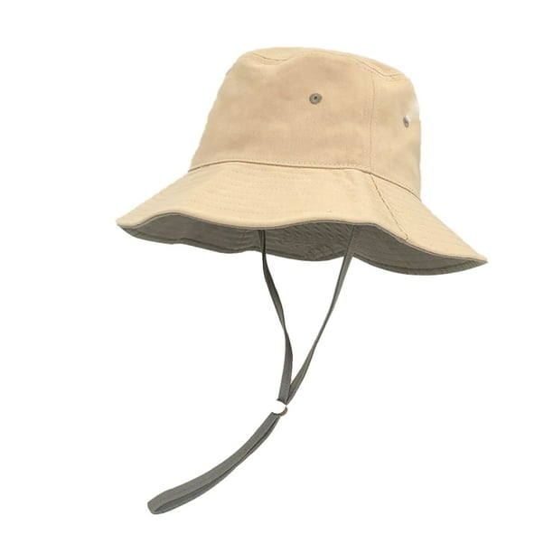 Sombrero de pescador con cuerda a prueba de viento y color contrastante de circunferencia de 56-58 cm, sombrero de verano para mujer, parasol antiultravioleta, sombrero protector solar