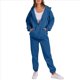 thumbnail image 3 of Sudadera con Capucha y Cremallera para Mujer, de Larga, Color Liso, Informal, de Otoño, con Chaqueta y Pantalón Azul M, 3 of 6