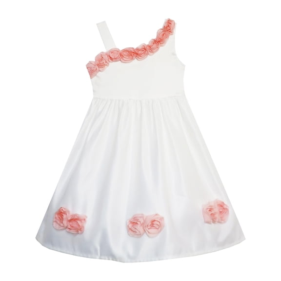 Girls Dress Asymmetric One Shoulder Flower Girl Party 2
